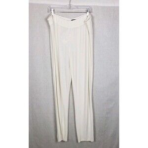Eileen Fisher XL Pants White Jersey Casual Pull Up Elastic Waist Summer Coastal